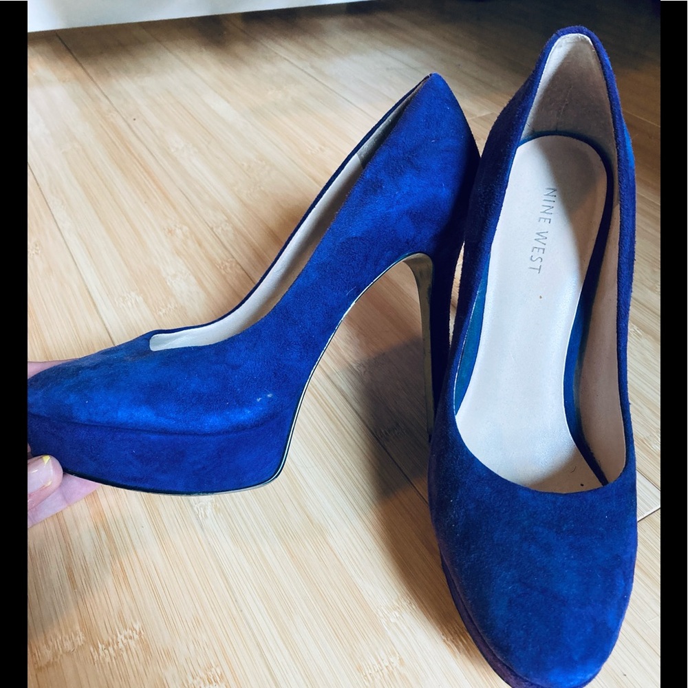 Nine West bright purple suede platform heels